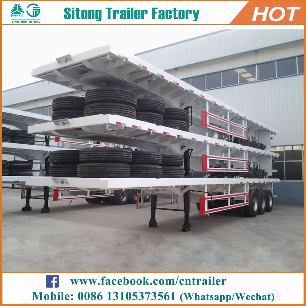 3 axles flatbed semi trailer 40ft container flatbed trailer